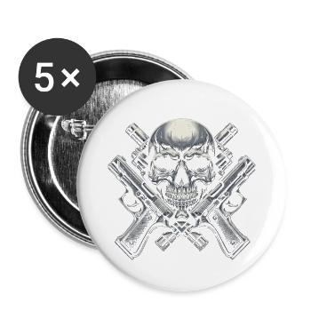 Ironclad Guardian: Crossed Pistols and Skull - Buttons large 2.2'' (5-pack) - white