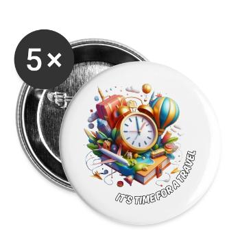 TRAVELING #2 / TRAVEL - Buttons large 2.2'' (5-pack) - white