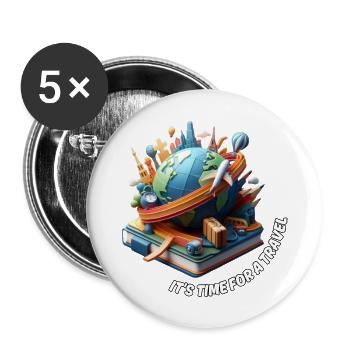 TRAVELING #5 / TRAVEL - Buttons large 2.2'' (5-pack) - white