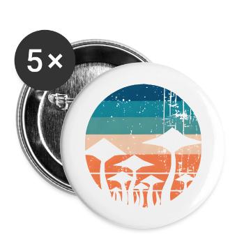 Mushrooms Retro Sunset Circle Design - Buttons large 2.2'' (5-pack) - white