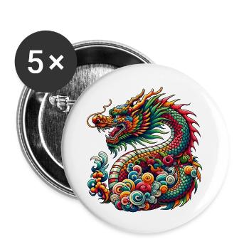Eternal Guardian of the Celestial Dragon - Buttons large 2.2'' (5-pack) - white