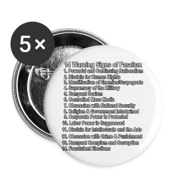 Warning Fascism Resist Fascist - Buttons large 2.2'' (5-pack) - white