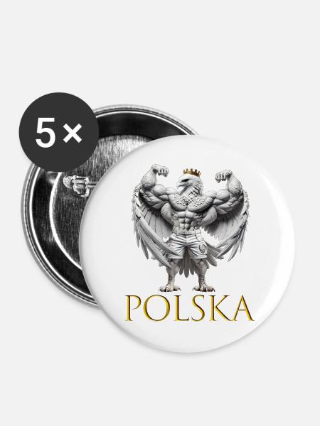 Polska - Buttons large 2.2'' (5-pack) - white