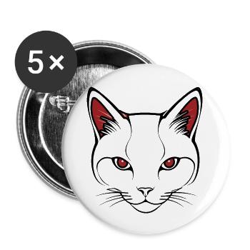 Cat face - Buttons large 2.2'' (5-pack) - white