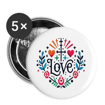 Love & Faith Design - Buttons large 2.2'' (5-pack) - white