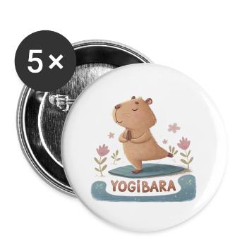 Capybara Yogi - Buttons large 2.2'' (5-pack) - white
