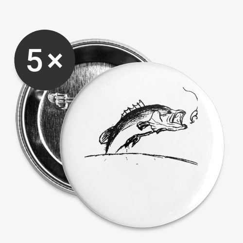Bass Fishing Stencil - Black - Buttons large 2.2'' (5-pack)