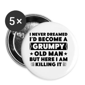 Grumpy Old Man - Buttons large 2.2'' (5-pack) - white