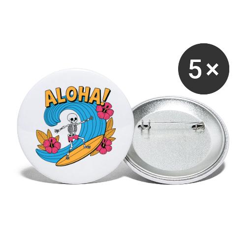 Aloha Surfing Skeleton - Beach Vibes - Buttons large 2.2'' (5-pack)