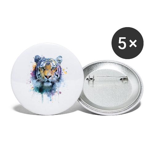 Splash-Art Tiger Face - Buttons large 2.2'' (5-pack)