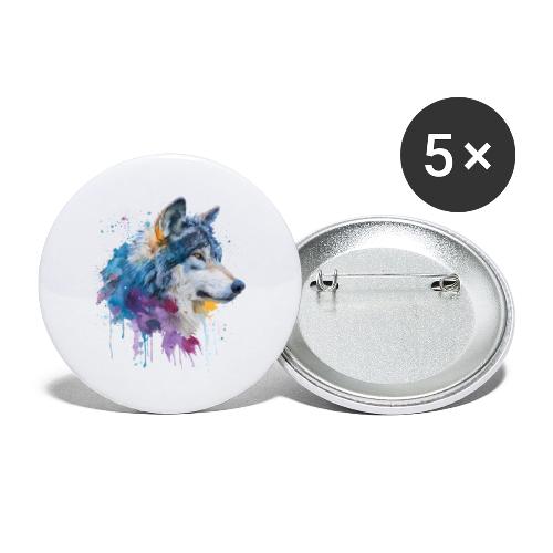Splash-Art Wolf Head - Buttons large 2.2'' (5-pack)