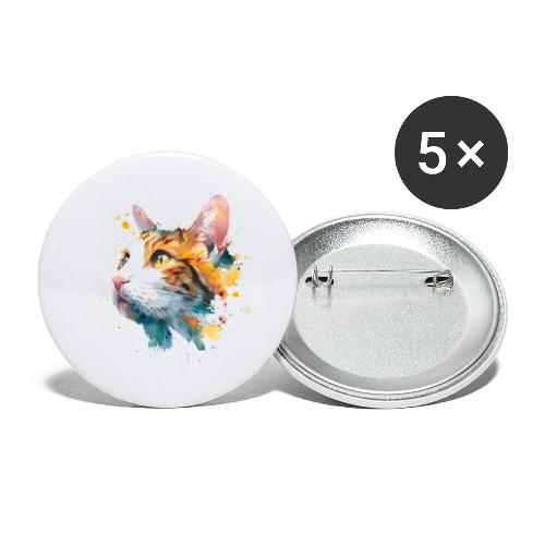 Cat: Feline Ink Burst - Buttons large 2.2'' (5-pack)