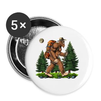 Bigfoot Hiking - Buttons large 2.2'' (5-pack) - white