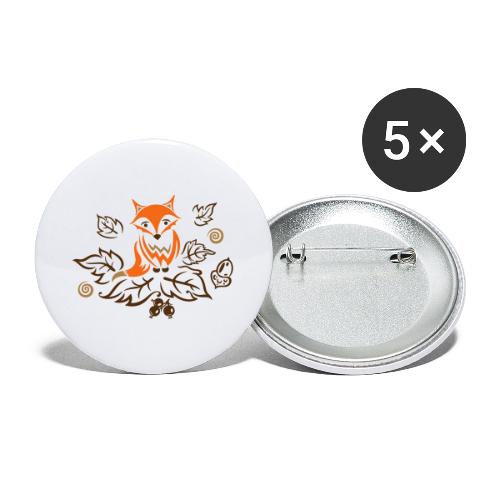Little fox with leaves, autumn. - Buttons large 2.2'' (5-pack)