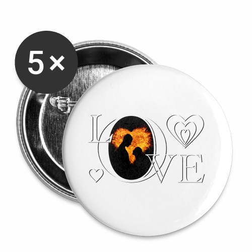 Hot Love Couple Fire Heart Romance Shirt Gift Idea - Buttons large 2.2'' (5-pack)