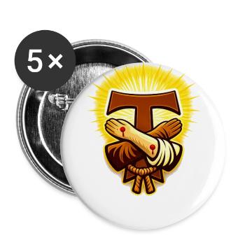 Franciscan Tau Cross And Crossed Arms Emblem - Buttons large 2.2'' (5-pack) - white