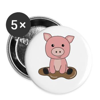 Pig Piglet Piglet Mud Puddle Mud - Buttons large 2.2'' (5-pack) - white