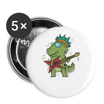 Little T-Rex Dino playing Rock Guitar - Buttons large 2.2'' (5-pack) - white