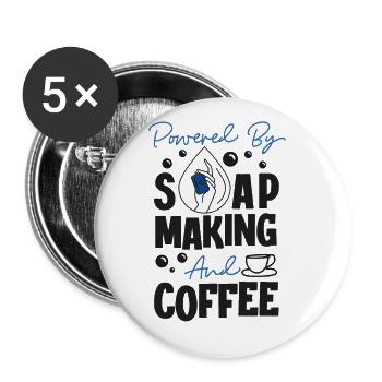 Soap Making Crafting Powered By - Buttons large 2.2'' (5-pack) - white