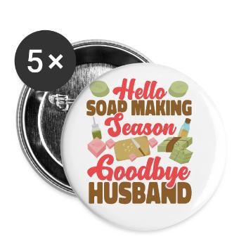 Soap Making Crafting Hello Soap - Buttons large 2.2'' (5-pack) - white