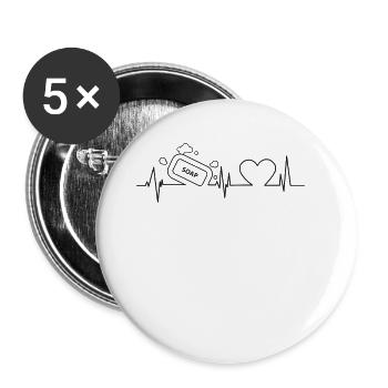 Soap Making Crafting Heartbeat - Buttons large 2.2'' (5-pack) - white