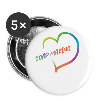 Soap Making Crafting Heart - Buttons large 2.2'' (5-pack) - white