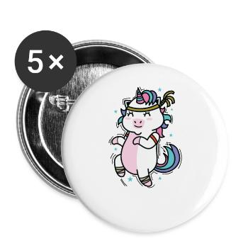 Unicorn doing Endurance Sports Fitness Training - Buttons large 2.2'' (5-pack) - white