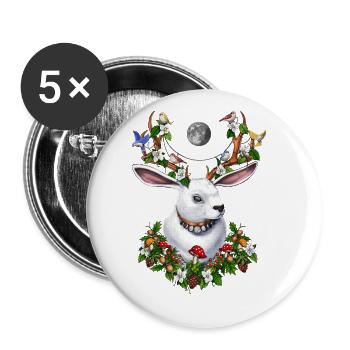 Jackalope Rabbit - Buttons large 2.2'' (5-pack) - white