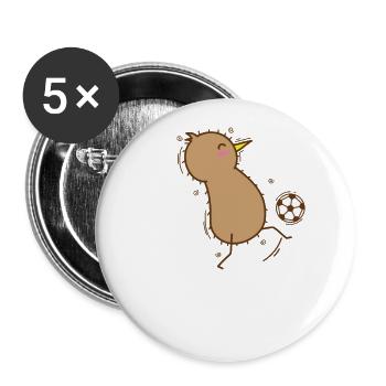 Kiwi Bird plays Soccer Sport - Buttons large 2.2'' (5-pack) - white
