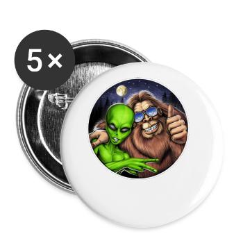 Bigfoot and Alien - Buttons large 2.2'' (5-pack) - white