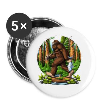 Bigfoot Fishing - Buttons large 2.2'' (5-pack) - white