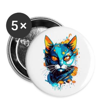Colorful Cosmic Cat - Buttons large 2.2'' (5-pack) - white