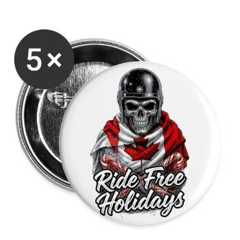 skull in biker helmet snowflakes flying canada - Buttons large 2.2'' (5-pack) - white