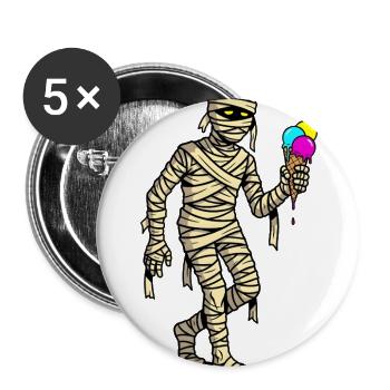 Bandaged Mummy with Ice Cream Treat - Buttons large 2.2'' (5-pack) - white