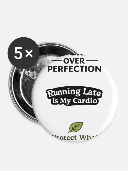 Progress Over Perfection Tee - Buttons large 2.2'' (5-pack) - white