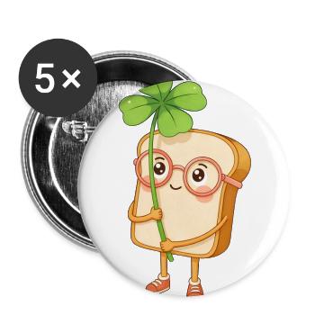 Bread Tony Lucky Clover – Cute Bread Cartoon  - Buttons large 2.2'' (5-pack) - white