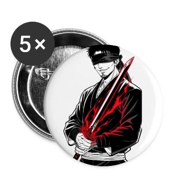 Crimson Blade: Blindfolded Samurai - Buttons large 2.2'' (5-pack) - white