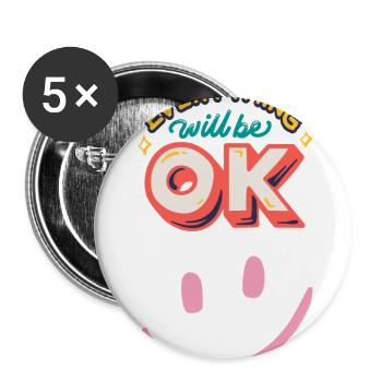 Retro Everything Will Be OK Daisy Graphic Tee - Buttons large 2.2'' (5-pack) - white