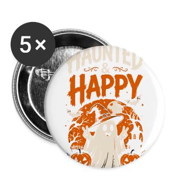 Haunted & Happy Tshirt - Buttons large 2.2'' (5-pack) - white