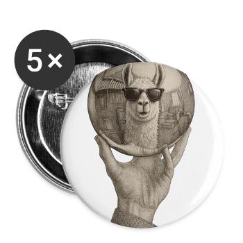 Llama in Reflective Globe - Buttons large 2.2'' (5-pack) - white