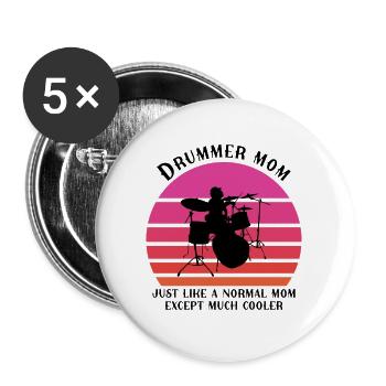 Drummer mom - Buttons large 2.2'' (5-pack) - white