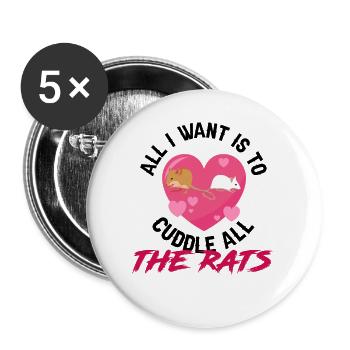 Rat Cuddling Rodent Cuddle Rat Lovers - Buttons large 2.2'' (5-pack) - white
