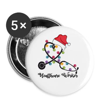 Healthcare Worker Stethoscope Xmas Lights - Buttons large 2.2'' (5-pack) - white