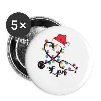 LPN Stethoscope Xmas Lights Santa - Buttons large 2.2'' (5-pack) - white
