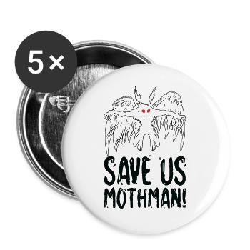 Halloween Mothman Mythical Line Art Beast Monster - Buttons large 2.2'' (5-pack) - white