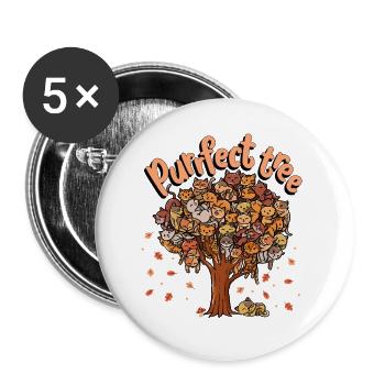 Purrfect Tree Kittens Family Of Cats Fall Season - Buttons large 2.2'' (5-pack) - white