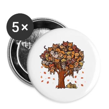 Autumn Tree Kittens Family Of Cats Fall Season - Buttons large 2.2'' (5-pack) - white