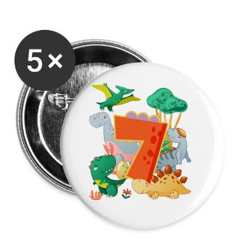 Herd Of Cute Dinosaurs 7th Birthday 7 Years Old - Buttons large 2.2'' (5-pack) - white
