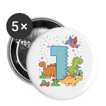 Herd Of Cute Dinosaurs 1st Birthday 1 Year Old Kid - Buttons large 2.2'' (5-pack) - white