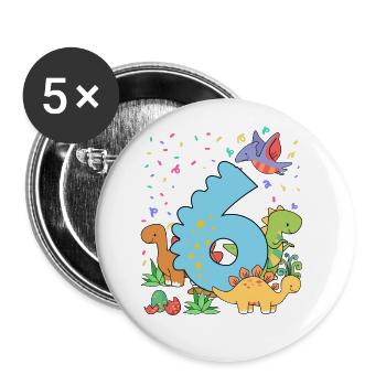 Herd Of Cute Dinosaurs 6th Birthday 6 Years Old - Buttons large 2.2'' (5-pack) - white